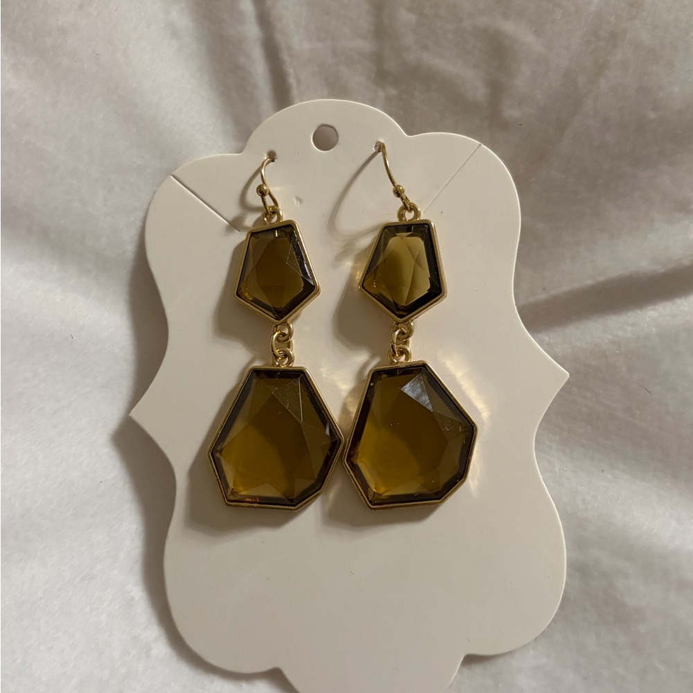 Boho Gold and Brown Geometric Earrings